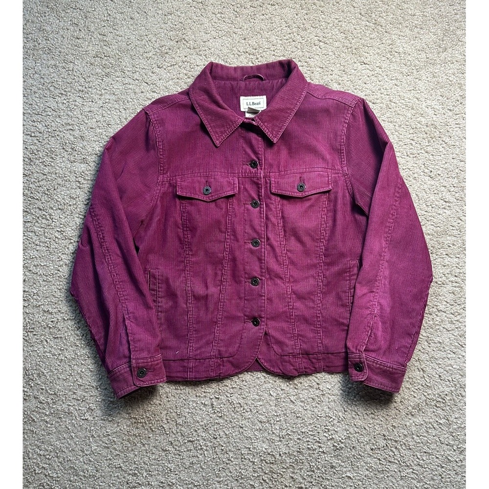 Vintage L.L. Bean Women's Corduroy Button Up Insulated Jacket Shacket Sz Medium